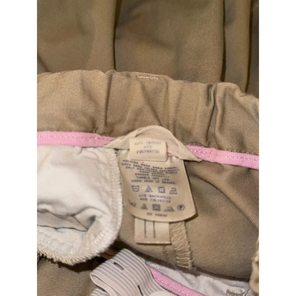 Lands End Kids Khaki Chino Shorts Tan Cotton Blend Size 6 Adjustable Waist